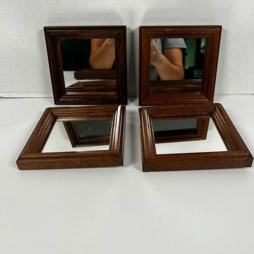 Transart Industries Mirror Set Brown 5pc Wood Frame Vintage, See Measurements